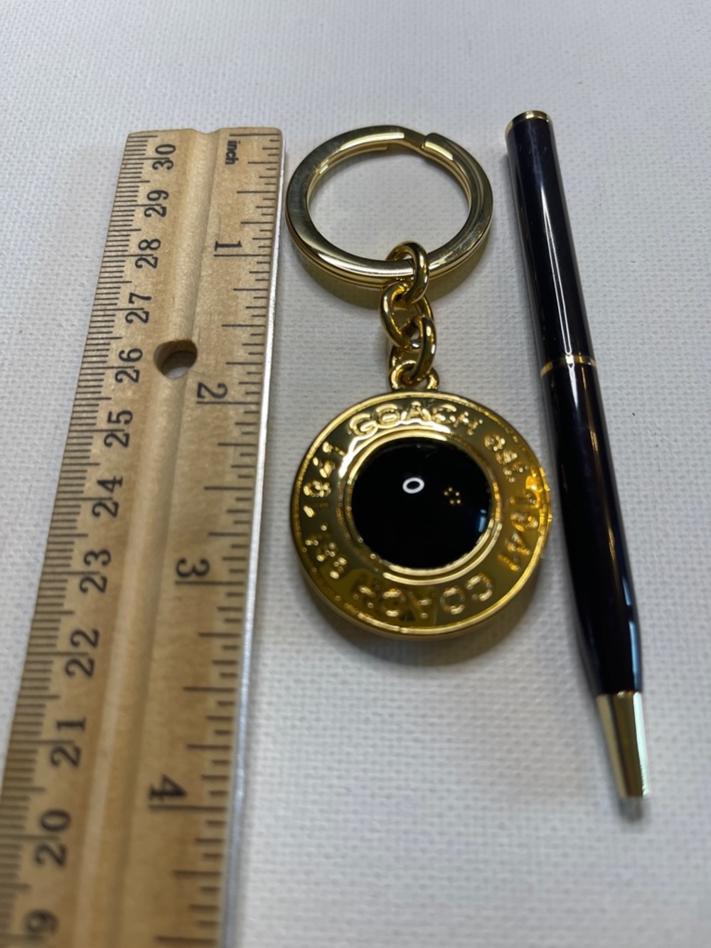 Coach Gold-tone Medallion Keychain with Purple Center and Black Coach Pen - Picture 2 of 7
